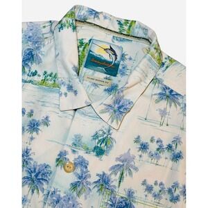 Tommy Bahama Mens L Silk Island Modern Fit Tropical Palm Tree Shirt Button Up